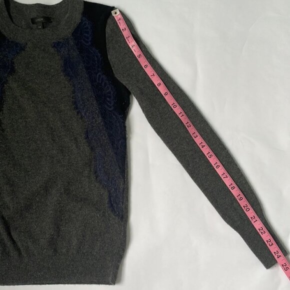 J Crew Crew Neck Wool Blend Sweater with Lace - Picture 14 of 14